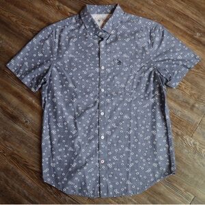Original Penguin Coastal Preppy Button Down Shirt Micro Daisy Print Size Medium